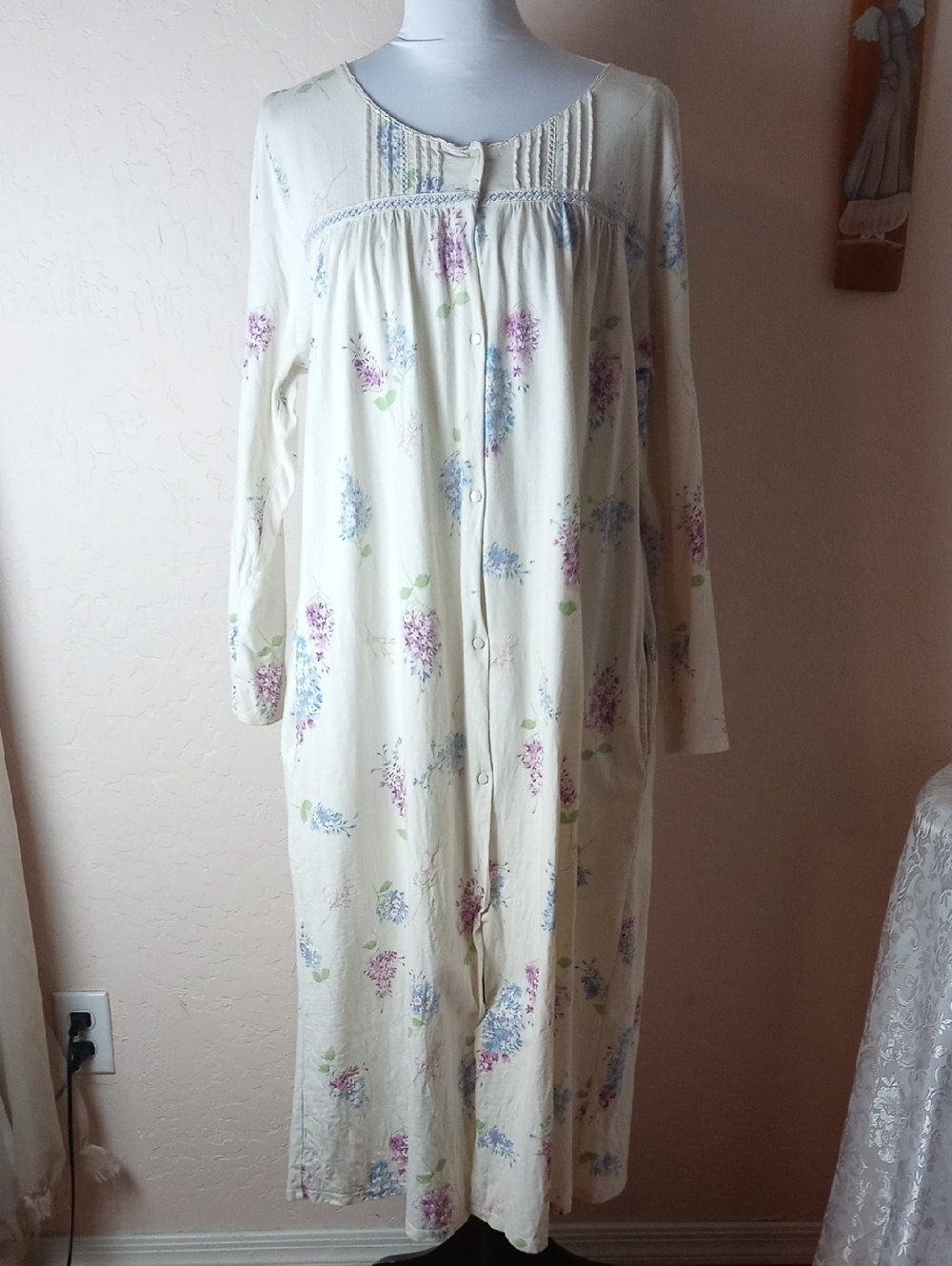 Celestial Dreams by Komar Floral Long-Sleeve Button-Front Nightgown